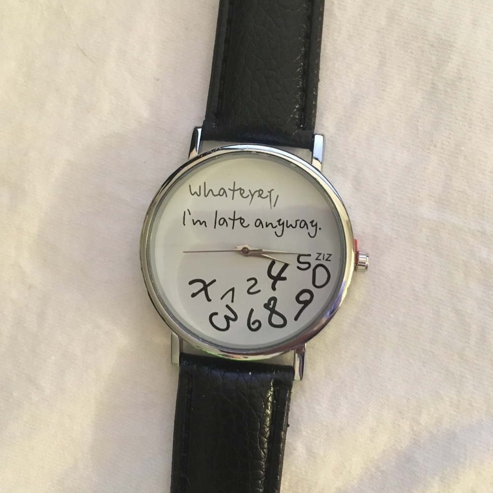 Women's Funny Quartz Wristwatch Black & White Band